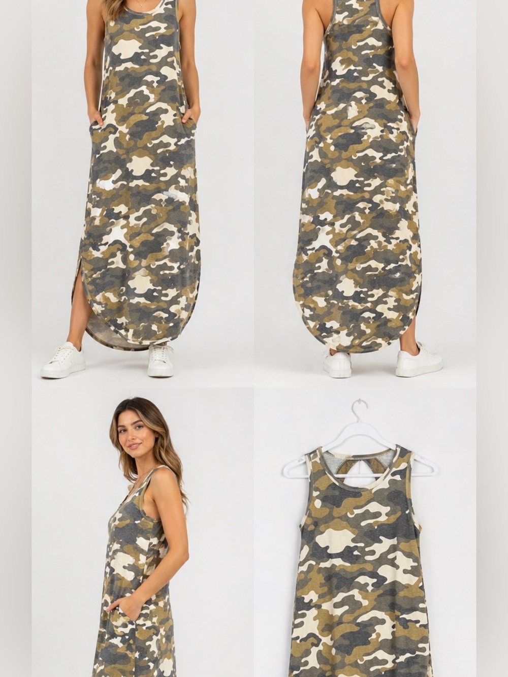 MTS Camo Maxi Dress in Olive and Gray - sz small